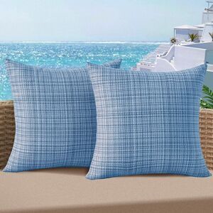🌊 JELLYMONI Outdoor Waterproof Pillow Covers 2pk Light Blue Farmhouse 18x18